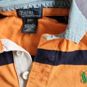 Ralph Lauren Polo boys orange striped rugby shirt 4T